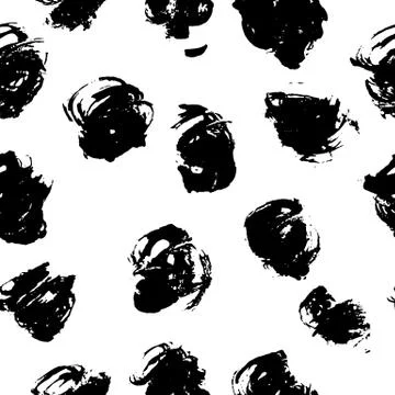 Seamless pattern with hand drawn black dots on white background. Polka texture 스톡 일러스트