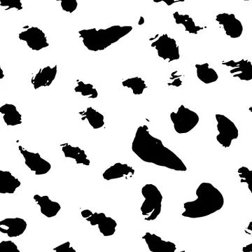Seamless pattern with hand drawn black dots on white background. Polka texture イラスト素材