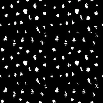 Seamless pattern with hand drawn black dots on white background. Polka texture Stock Illustration