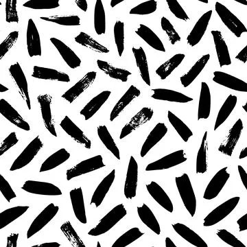 Seamless pattern with hand drawn black dashes. Stock Illustration