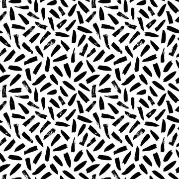 Seamless pattern with hand drawn black dashes. Stock Illustration