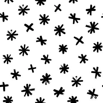 Seamless pattern with hand drawn black snowflakes. Illustrazione stock