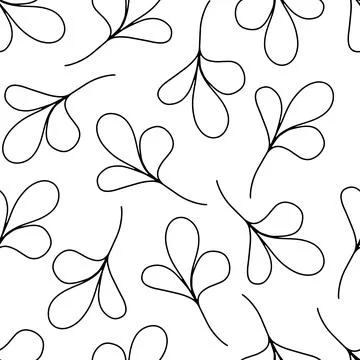 Seamless Pattern with Hand Drawn Black and White Leaves. Stock Illustration