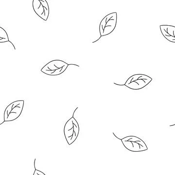 Seamless Pattern with Hand Drawn Black and White Leaves. Illustration