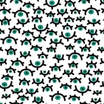 Seamless pattern with hand-drawn blue eyes Illustrazione stock
