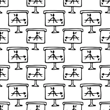 Seamless pattern Hand drawn board with a schedule doodle. Sketch Back to scho イラスト素材