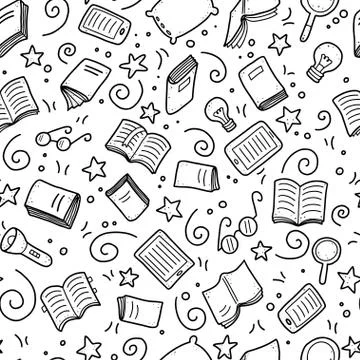 Seamless pattern of hand drawn book. Doodle style vector illustration. Stock Illustration