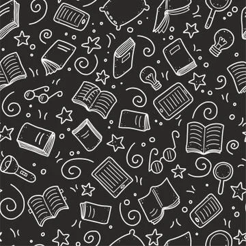 Seamless pattern of hand drawn book. Doodle style vector illustration. Stock Illustration