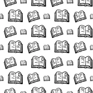 Seamless pattern Hand drawn book doodle. Sketch Back to school, icon. Decorat イラスト素材