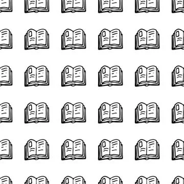 Seamless pattern Hand drawn book doodle. Sketch Back to school, icon. Decorat Illustrazione stock