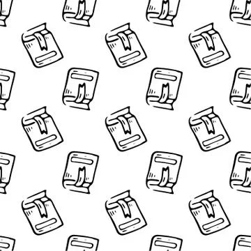 Seamless pattern Hand drawn book with a bookmark doodle. Sketch Back to schoo Stock Illustration