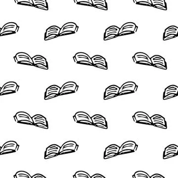 Seamless pattern Hand drawn book doodle. Sketch Back to school, icon. Decorat 스톡 일러스트