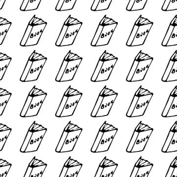 Seamless pattern Hand drawn book doodle. Sketch Back to school, icon. Decorat Illustrazione stock