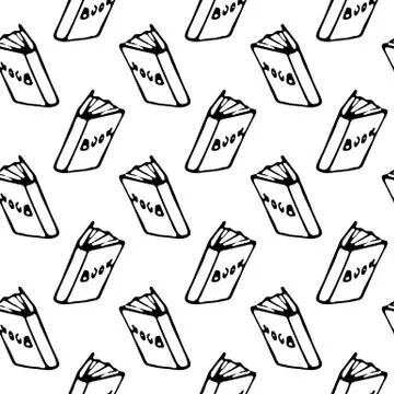 Seamless pattern Hand drawn book doodle. Sketch Back to school, icon. Decorat 스톡 일러스트