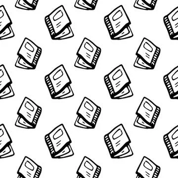 Seamless pattern Hand drawn book doodle. Sketch Back to school, icon. Decorat 스톡 일러스트
