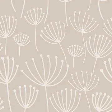 Seamless pattern with hand drawn botanical elements delicate pastel color Illustrazione stock