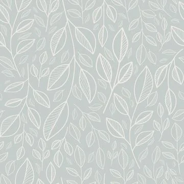 Seamless pattern with hand drawn botanical elements delicate pastel color Stock Illustration