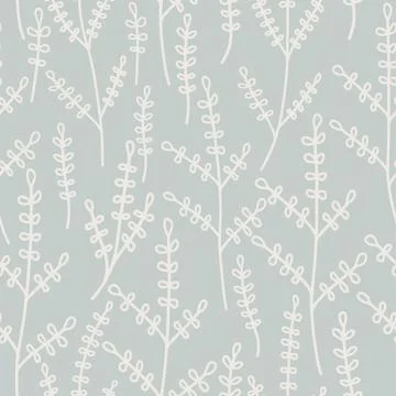Seamless pattern with hand drawn botanical elements delicate pastel color Stock Illustration