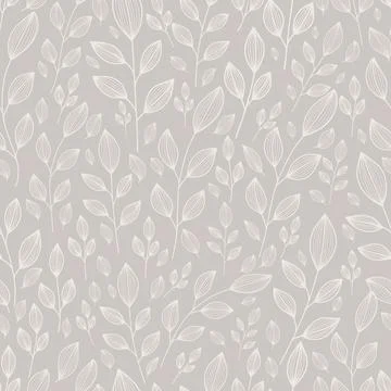 Seamless pattern with hand drawn botanical elements delicate pastel color Stock Illustration
