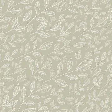 Seamless pattern with hand drawn botanical elements delicate pastel color Stock Illustration