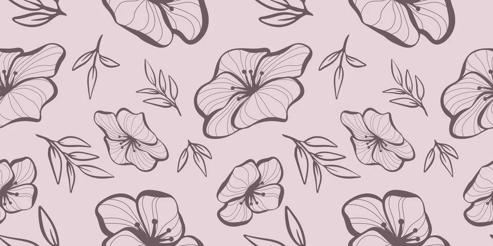 Seamless pattern with hand drawn botanical and floral elements Illustrazione stock
