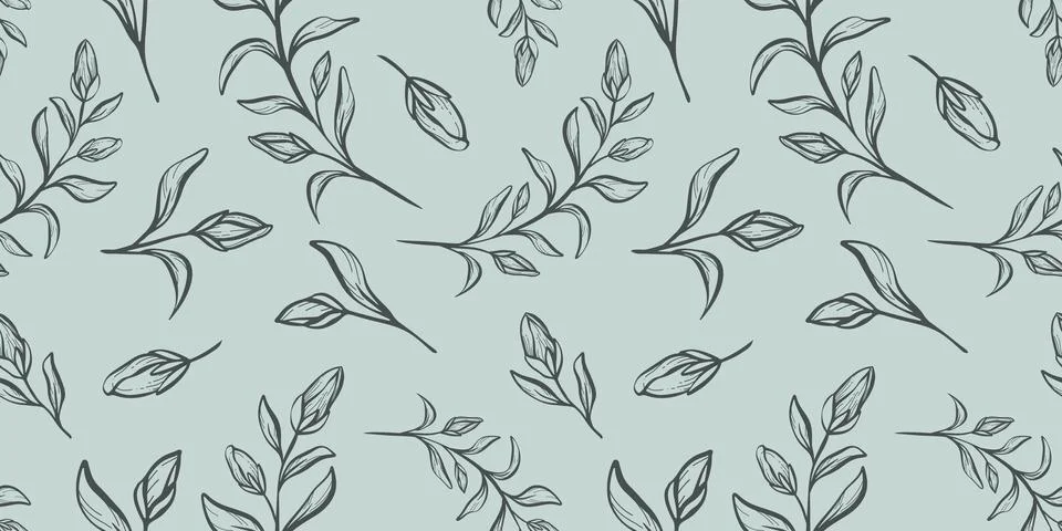 Seamless pattern with hand drawn botanical and floral elements Иллюстрация