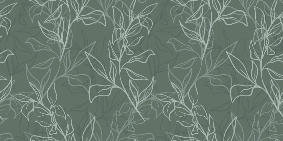 Seamless pattern with hand drawn botanical and floral elements Stock Illustration