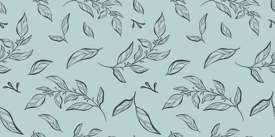 Seamless pattern with hand drawn botanical and floral elements Stock Illustration