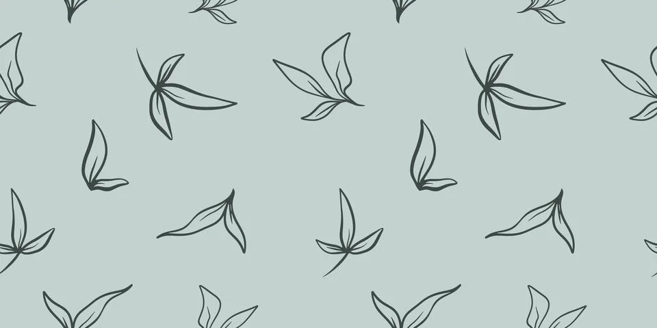 Seamless pattern with hand drawn botanical and floral elements Stock Illustration
