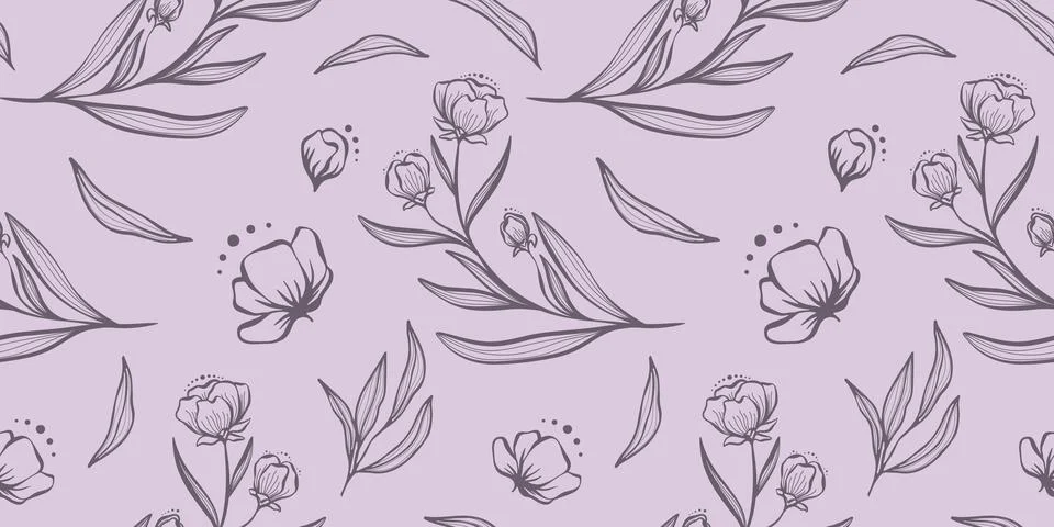 Seamless pattern with hand drawn botanical and floral elements Ilustración de archivo