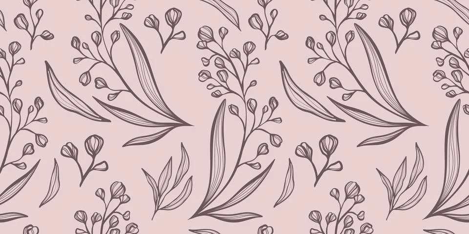 Seamless pattern with hand drawn botanical and floral elements Иллюстрация