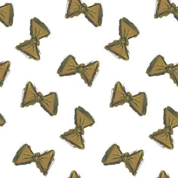 Seamless pattern hand drawn bow tie retro colors. Vector texture, background. Stock Illustration