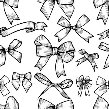 Seamless pattern with hand drawn bow Stock Illustration