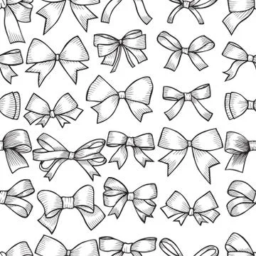 Seamless pattern with hand drawn bow Stock Illustration