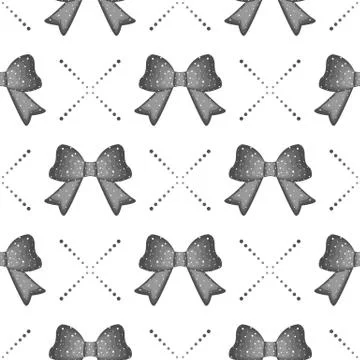 Seamless pattern with hand- drawn bows. Vector Illustration Stock Illustration