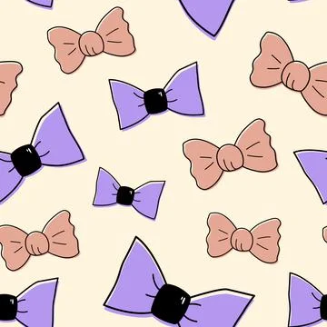 Seamless pattern with hand drawn bows doodle style, vector illustration Illustrazione stock