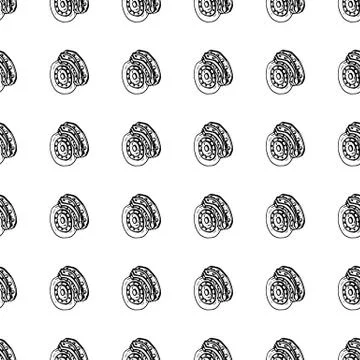 Seamless pattern Hand drawn brake disk doodle. Sketch style icon. Decoration  Stock Illustration