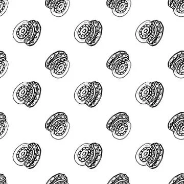 Seamless pattern Hand drawn brake disk doodle. Sketch style icon. Decoration  Stock Illustration
