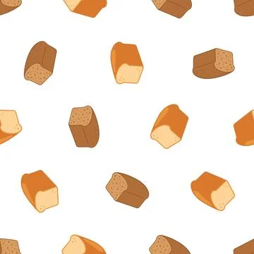 Seamless pattern with hand drawn bread loaf illustrations on white background Stock-Illustration