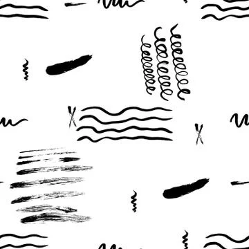 Seamless pattern hand drawn with a brush strokes. Abstract brushstrokes vector Stock Illustration