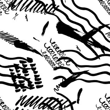 Seamless pattern hand drawn with a brush strokes. Abstract brushstrokes vector Stock Illustration