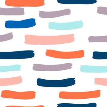 Seamless pattern with hand drawn brush strokes and stripes hand painted Stock Illustration
