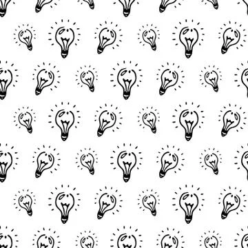 Seamless pattern Hand drawn bulb doodle. Sketch Back to school, icon. Decorat Illustrazione stock