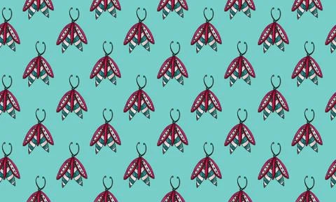 Seamless pattern with hand drawn butterflies Illustrazione stock