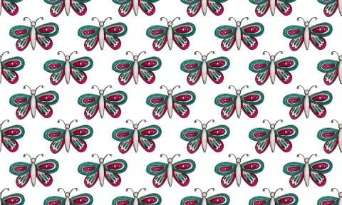 Seamless pattern with hand drawn butterflies 스톡 일러스트