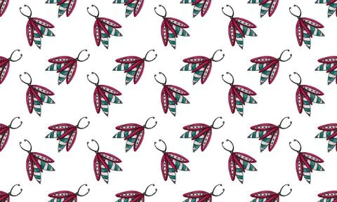 Seamless pattern with hand drawn butterflies Stock Illustration