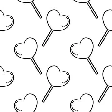 Seamless pattern hand drawn candy heart shaped Illustrazione stock