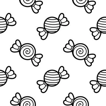 Seamless pattern of hand drawn candy Stock Illustration