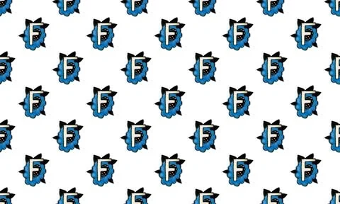 Seamless pattern with hand drawn capital letter F Stock Illustration