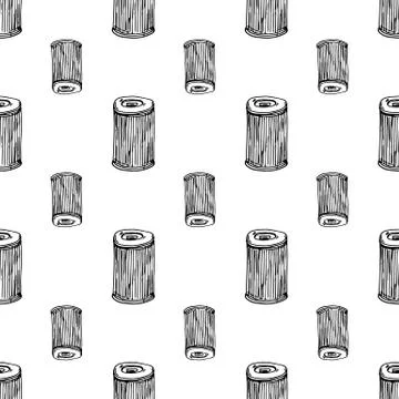 Seamless pattern Hand drawn car air filter doodle. Sketch style icon. Decorat Stock Illustration